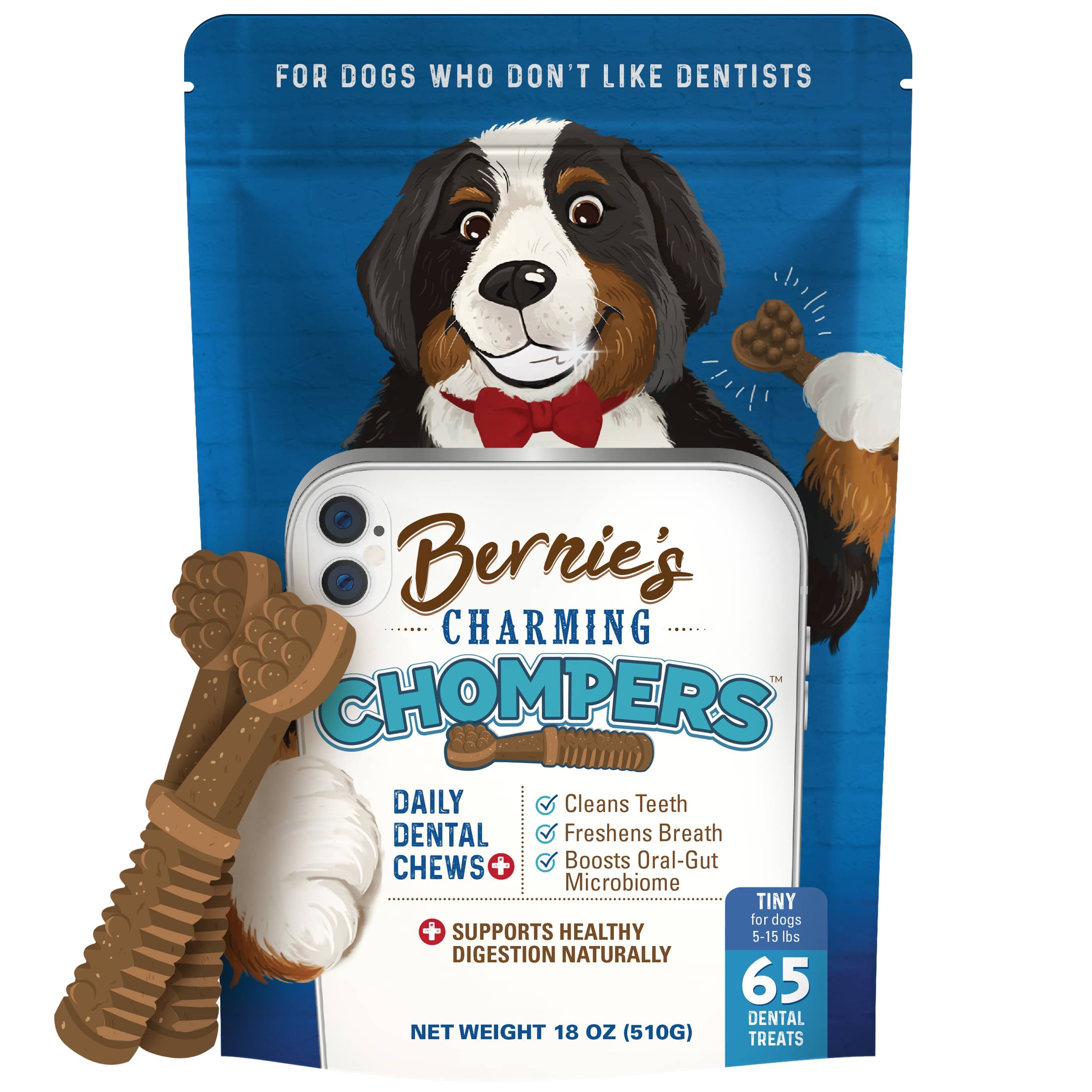 Bernie's Charming Chompers Digestive Supplement Bernie's Best Tiny Dogs (5-15 lb) 18 oz - 65 Count 