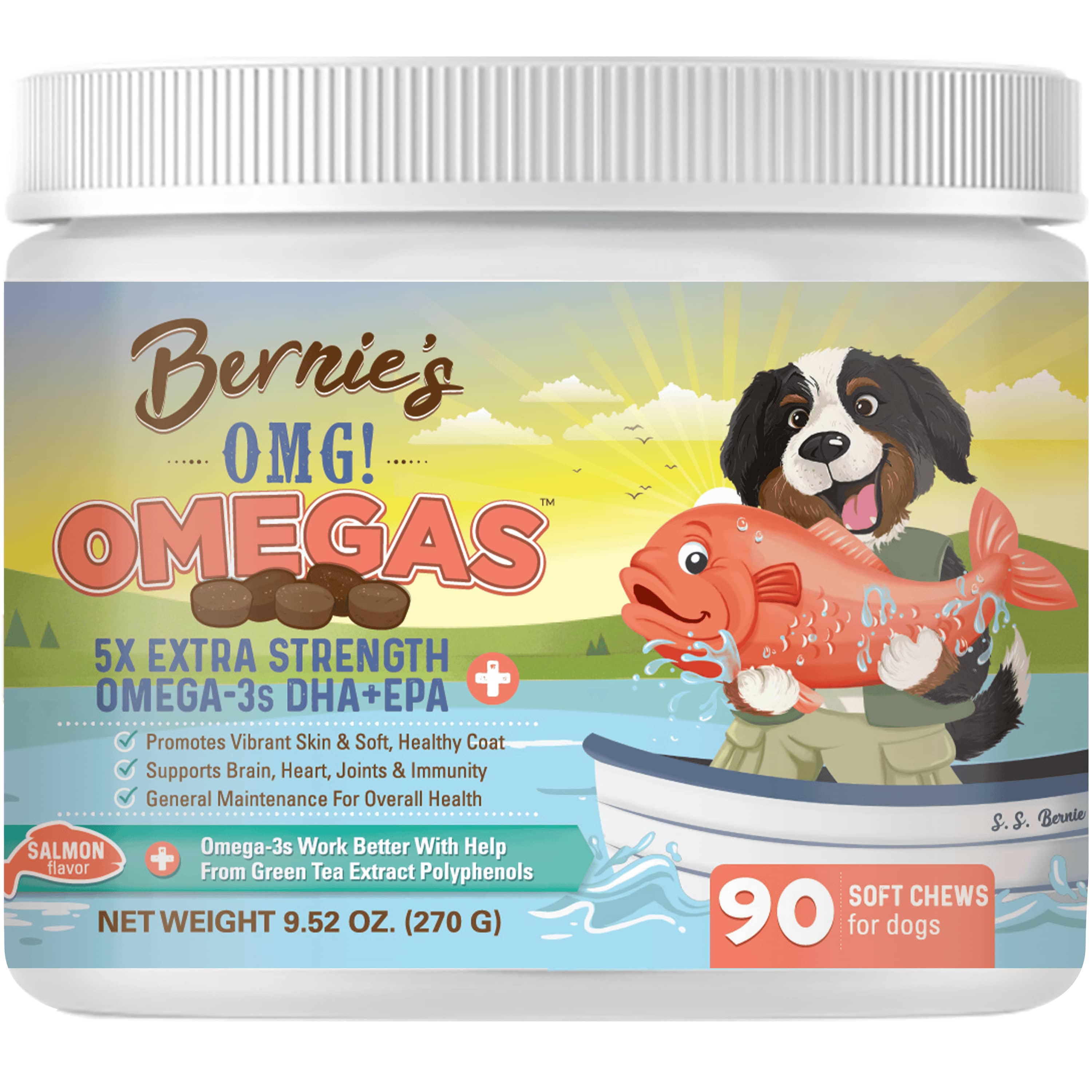 Bernie's OMG!!! Omegas - 5X Extra Strength Omega-3s DHA+EPA Soft Chews Omega Supplement Bernie's Best 