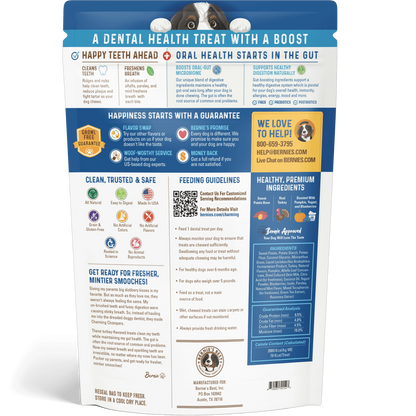 Back of Charming Chompers for medium dogs 18 oz package.