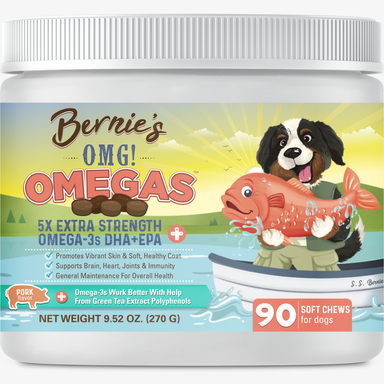 Bernie's OMG! Omegas - 5X Extra Strength Omega-3s DHA+EPA Soft Chews